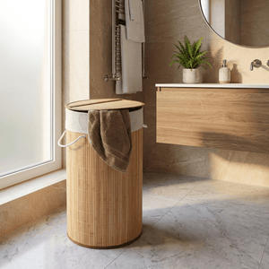 Wenko Laundry chest Mod. Bamboo Natural Laundry basket, 55 L