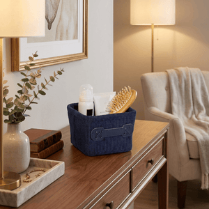 Wenko Bathroom basket Anela mini square, dark blue
