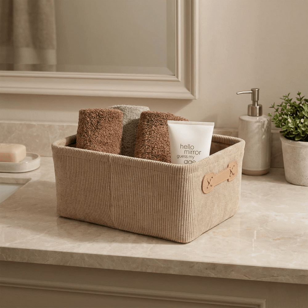 Wenko Anela bathroom basket, beige