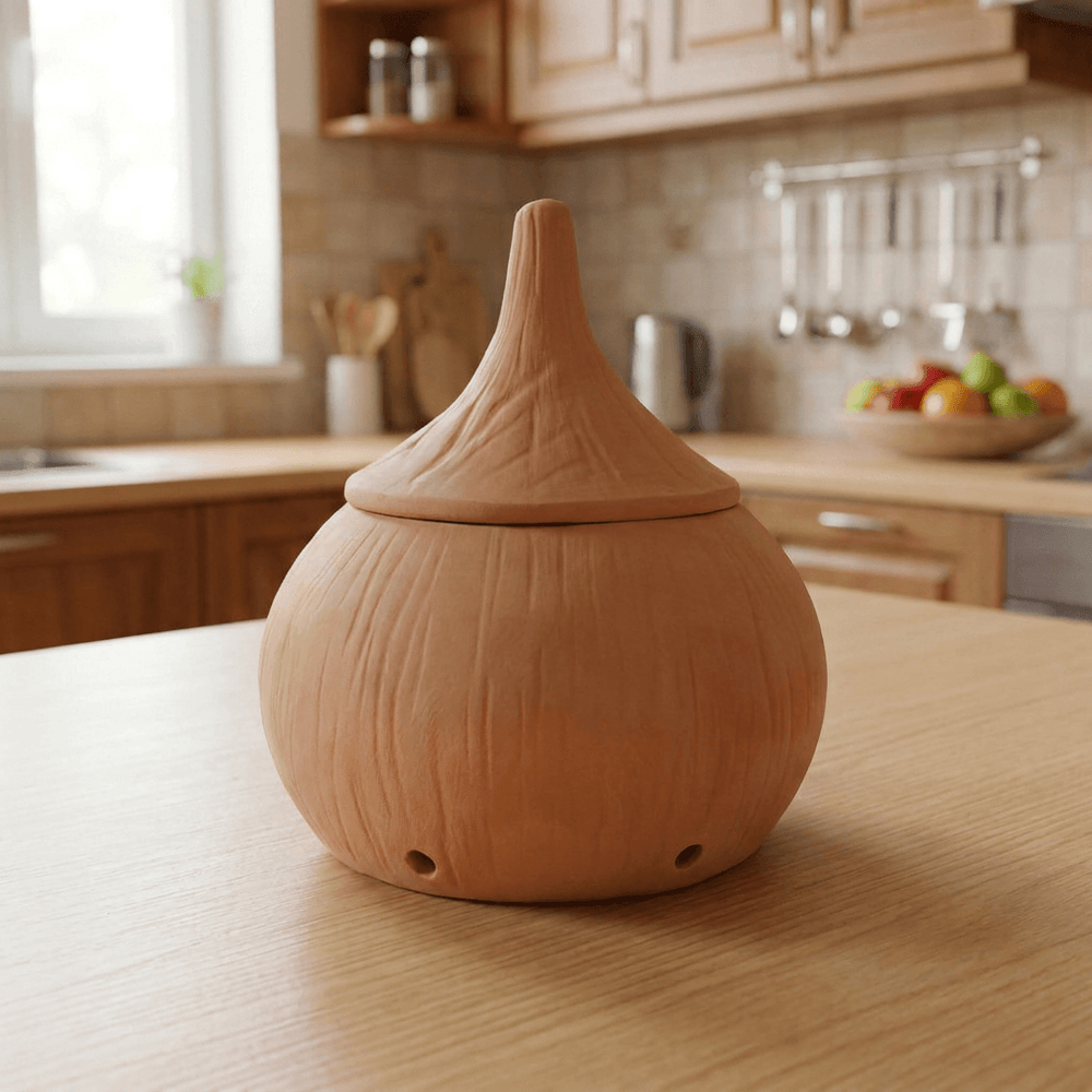 MAMBOCAT Onni Terracotta Onion Storage Pot with Lid