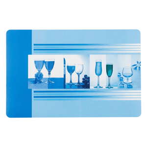 Blue Rectangular Placemat with Modern Glass Print
