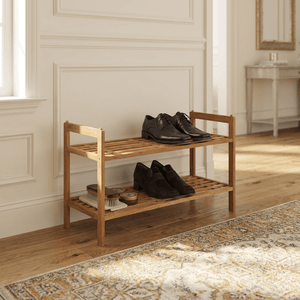 Wenko Shelving system Norway with 2 shelves solid walnut wood