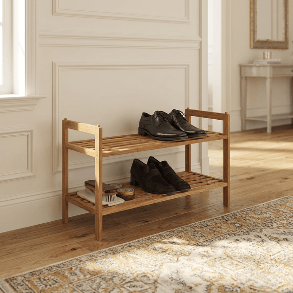 Wenko Shelving system Norway with 2 shelves solid walnut wood