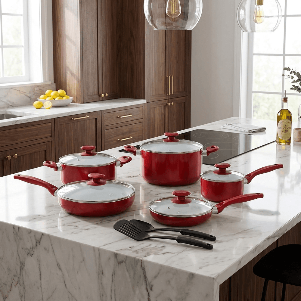 Betty Crocker 12-Piece Ceramic Cookware Set with Lids