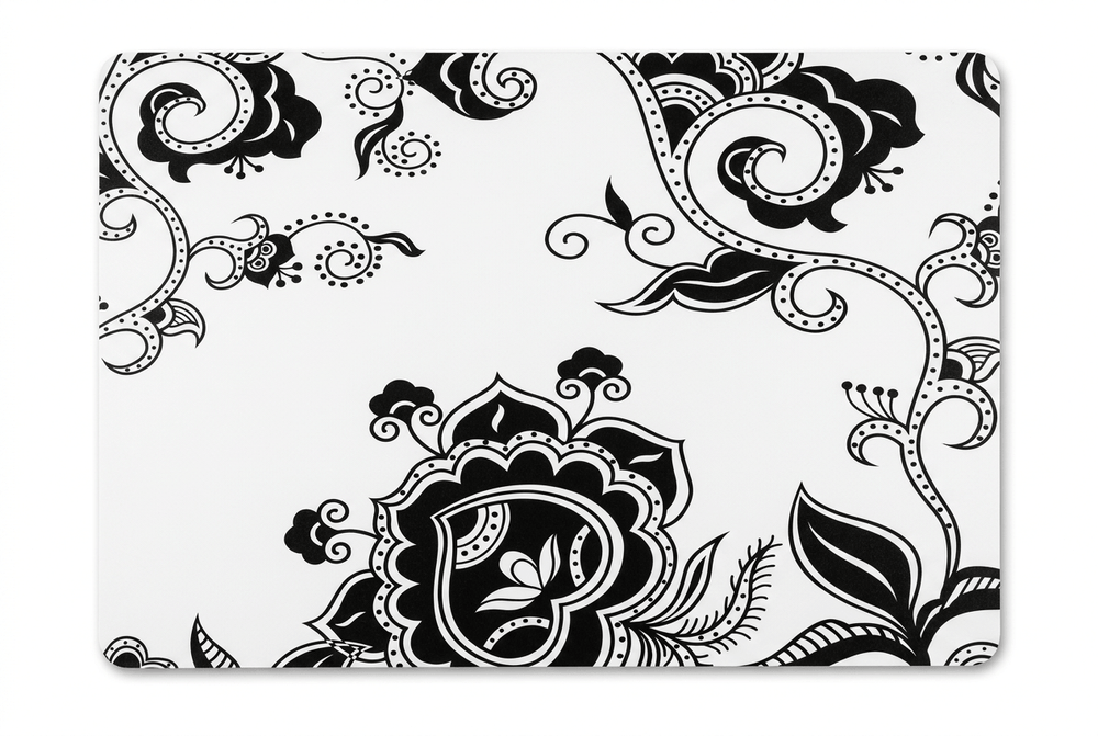 Elegant Black & White Floral Placemat