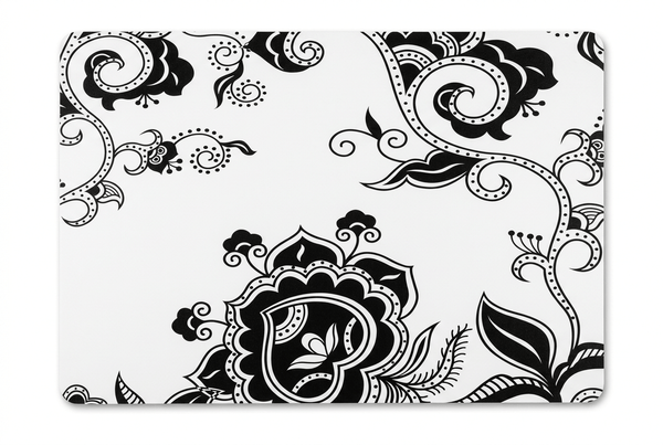 Elegant Black & White Floral Placemat