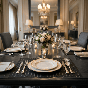 Black Pinstripe Placemat