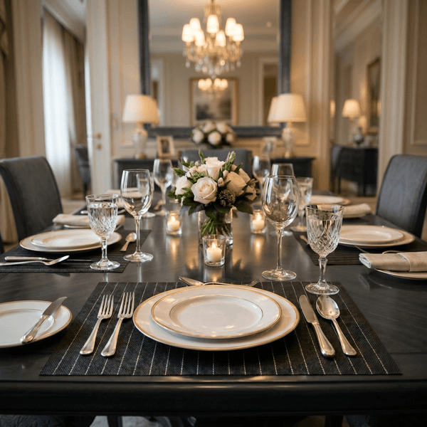 Black Pinstripe Placemat