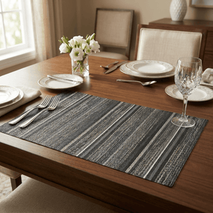 Black and Gray Striped Woven Placemat