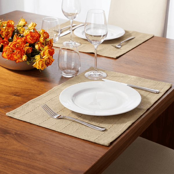 Set of 2 Beige Woven Placemats