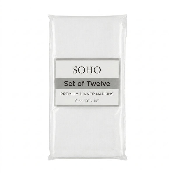 Soho Set of 12 White Fabric Napkins