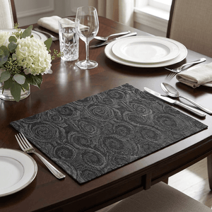 Black Floral Woven Placemat