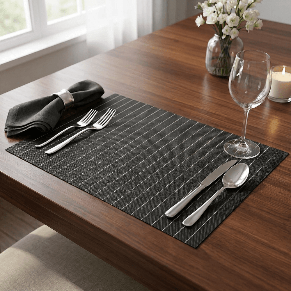 Black Pinstripe Placemat