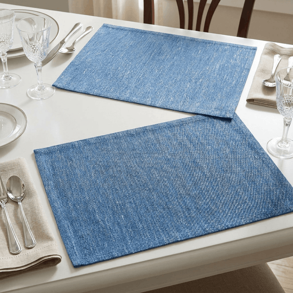 Set of 2 Table Placemat Blue & Silver