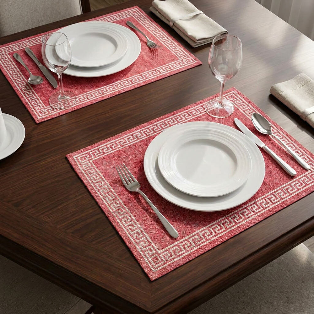 Set of 2 Red&White Table Placement