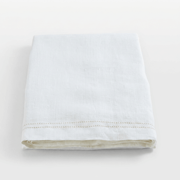Elite Hemstitch White Tablecloth Dining Table Linen