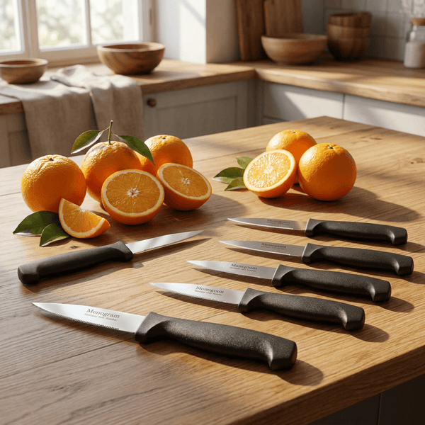 Amefa Set of 6 Serrated Paring Knives with Ergonomic Black Handles