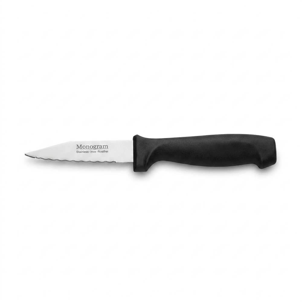 Amefa Set of 6 Serrated Paring Knives with Ergonomic Black Handles