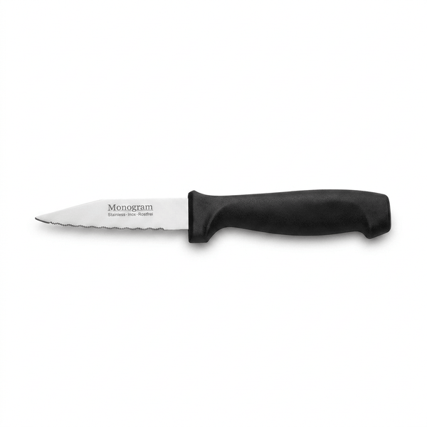Amefa Set of 6 Serrated Paring Knives with Ergonomic Black Handles