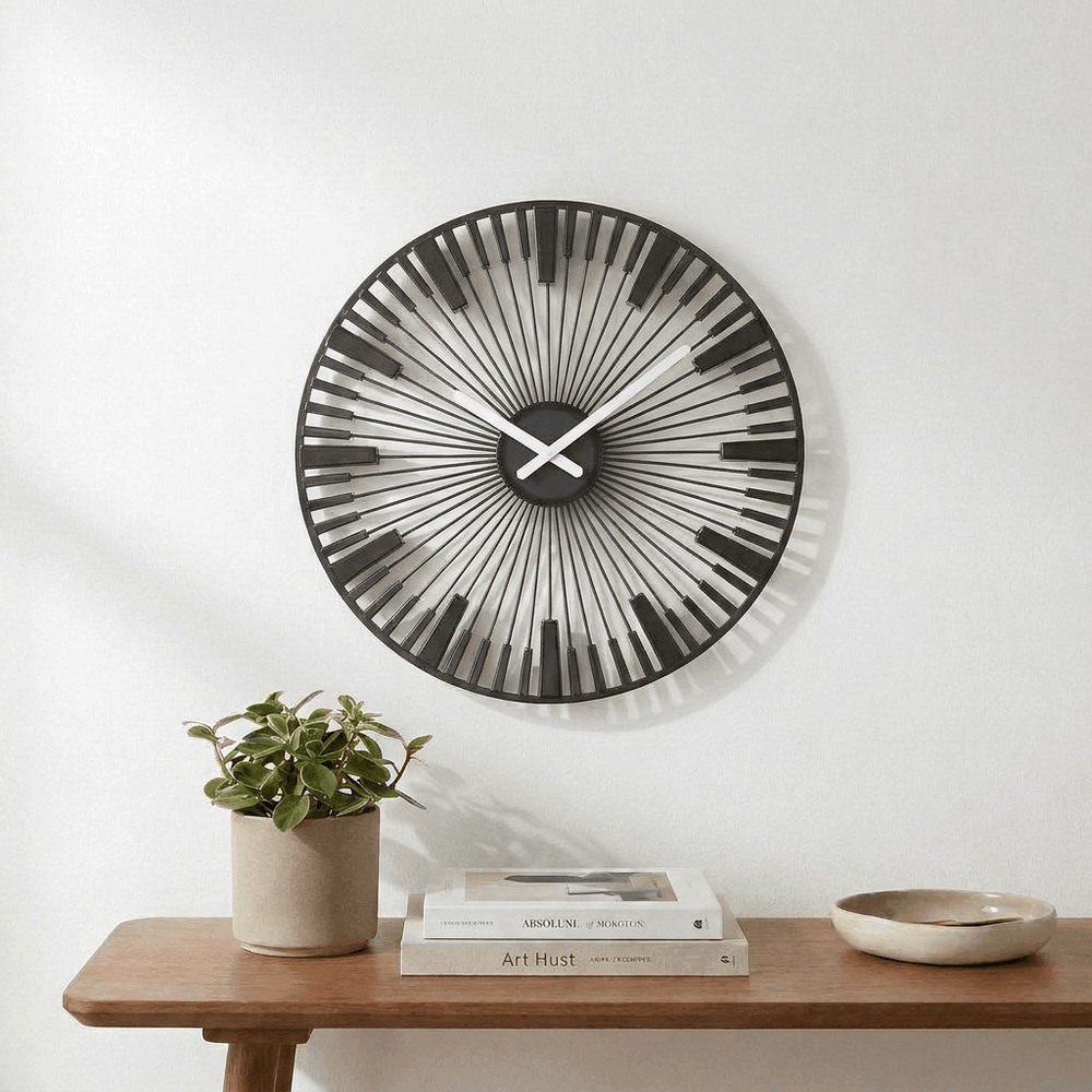 Koziol PIANO Wall Clock 45cm – 3D Sunburst Design
