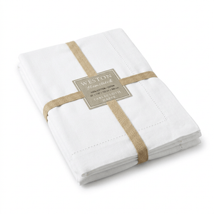 Weston Hemstitch White Cotton Tablecloth 152 x 300 cm