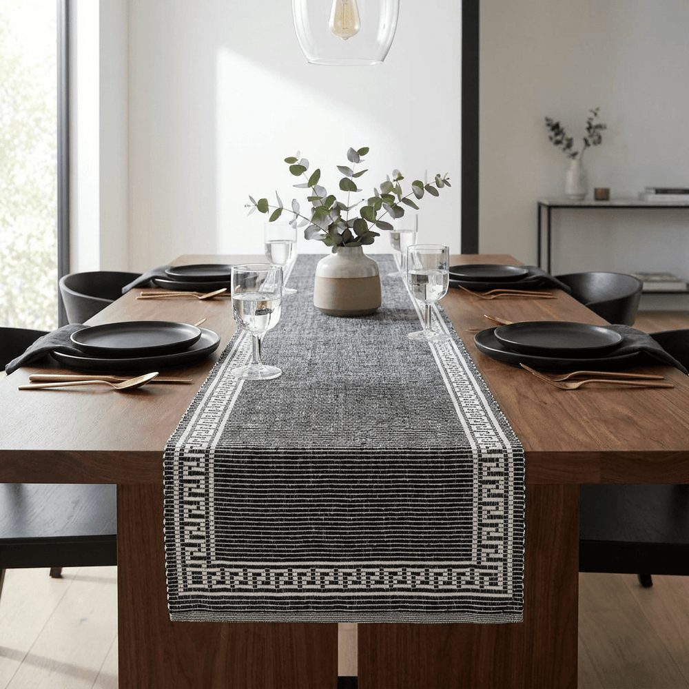 Migros Black and White Table Runner 45cm x 150cm