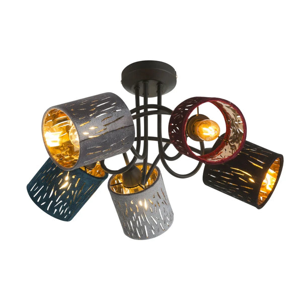 Globo Ticon Black Ceiling Light – 5 Light Sources