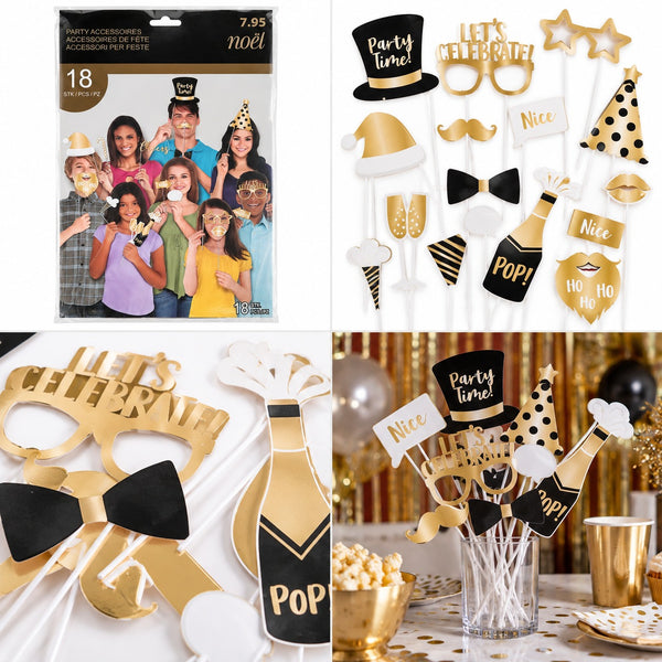 Migros Noël Christmas party photo props displayed in a festive party setting