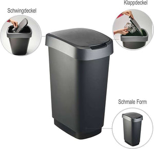 Rotho Twist Waste Bin with Lid - 50L - Made in Switzerland