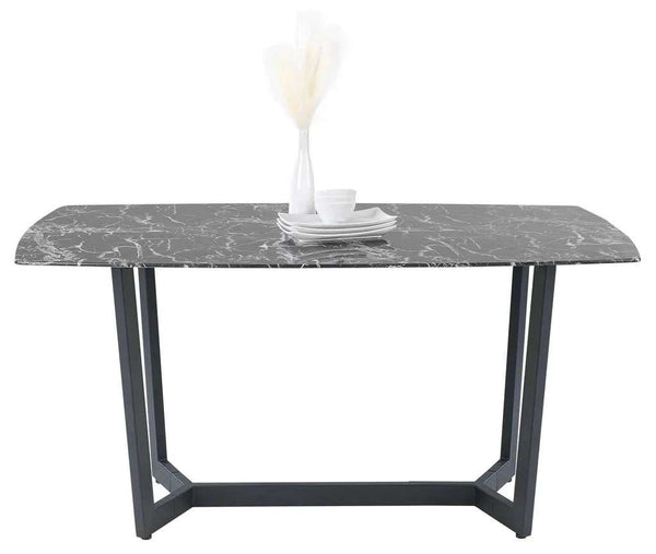 Reality Colonia Black Glass Marble Look Dining Table