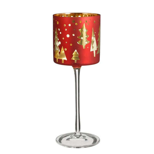 Decorative Stem Candle Holder – Red & Gold Edition