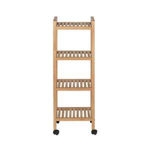 Wenko Norway Wooden Bathroom & Kitchen Trolley – 4-Tier Walnut Wood Storage Rack