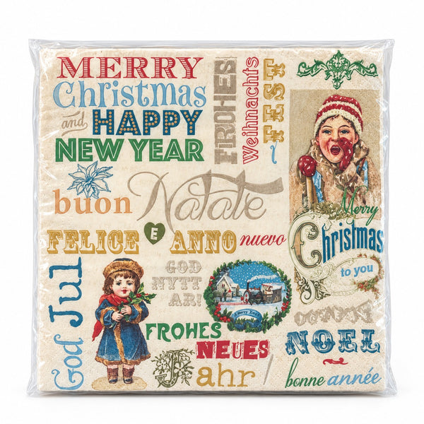 Cucina & Tavola Vintage Christmas Paper Napkins – 20 Pack, 33 × 33 cm