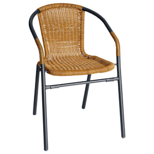 Vega Amigo Outdoor Bistro Chair – Stackable Rattan-Look Armchair with Steel Frame