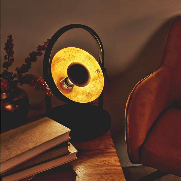 Nino Germany OLE Table Lamp – Rotatable Matte Black & Gold Designer Accent Light