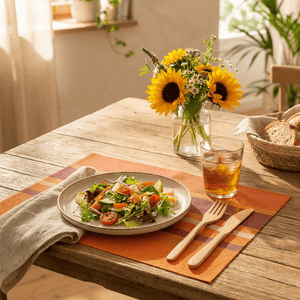 Striped Orange Woven Placemat