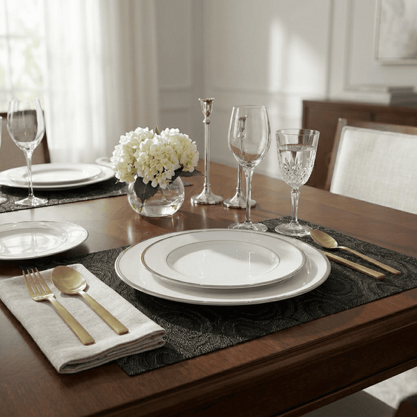Black Floral Woven Placemat
