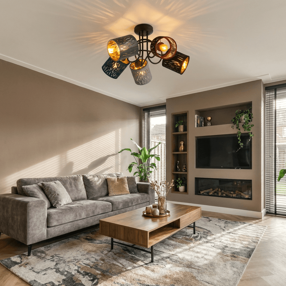 Globo Ticon Black Ceiling Light – 5 Light Sources