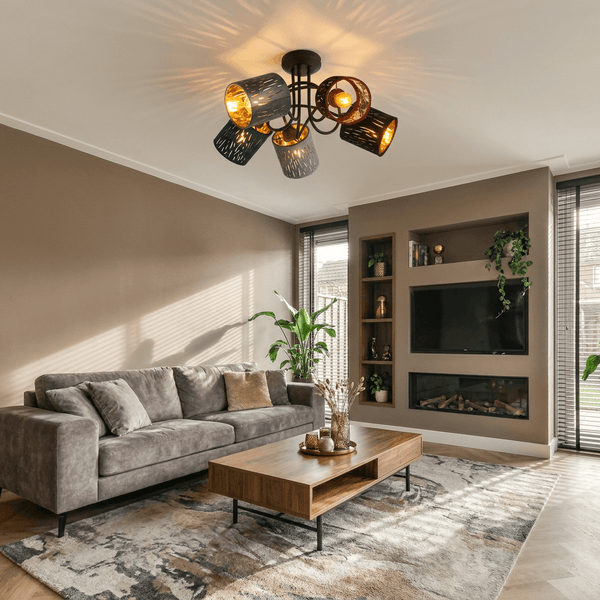 Globo Ticon Black Ceiling Light – 5 Light Sources
