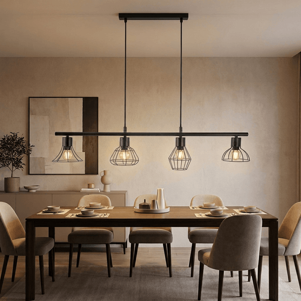 Nino Germany Industrial Pendant Light – 4-Lamp Vintage Metal Chandelier