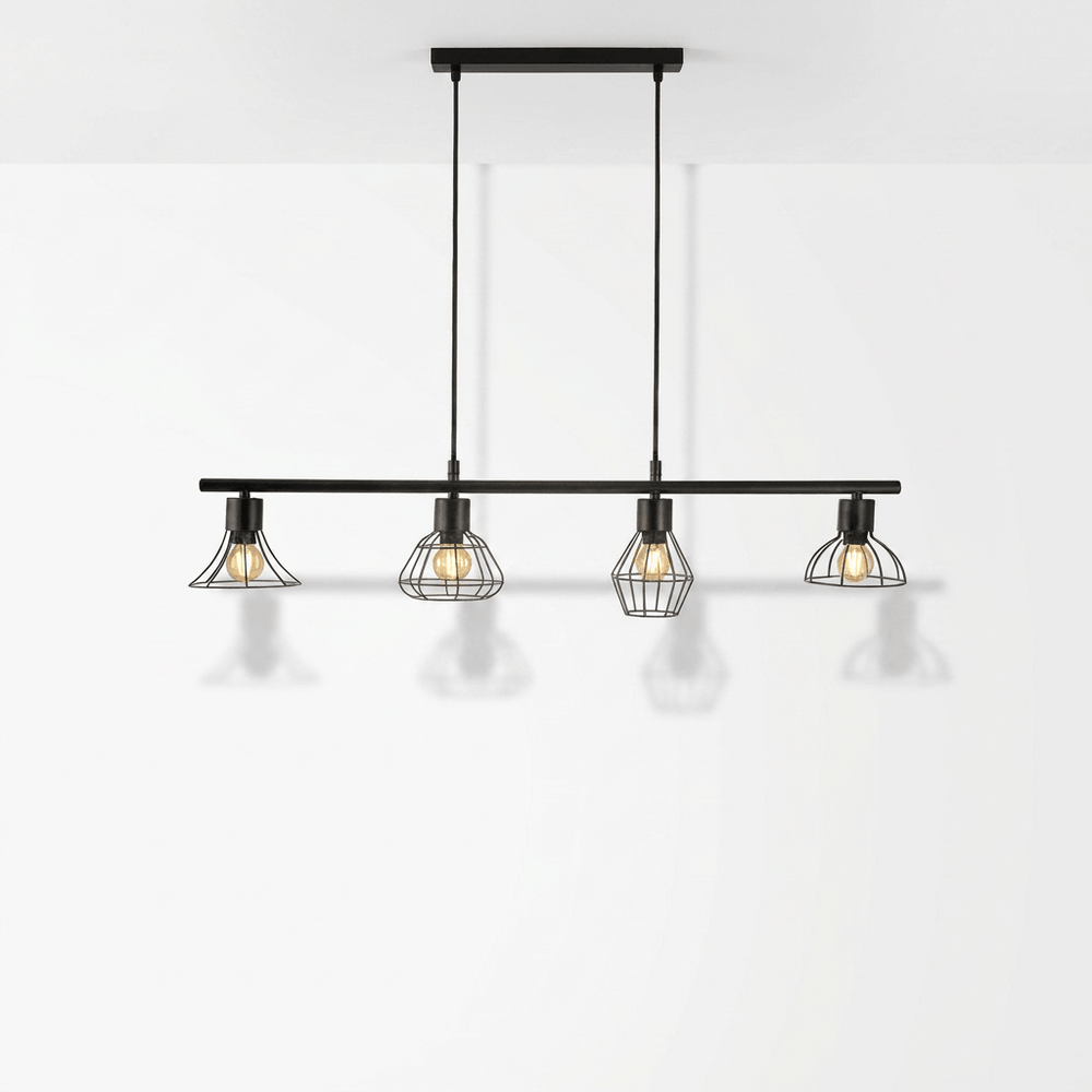 Nino Germany Industrial Pendant Light – 4-Lamp Vintage Metal Chandelier