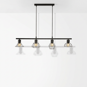 Nino Germany Industrial Pendant Light – 4-Lamp Vintage Metal Chandelier