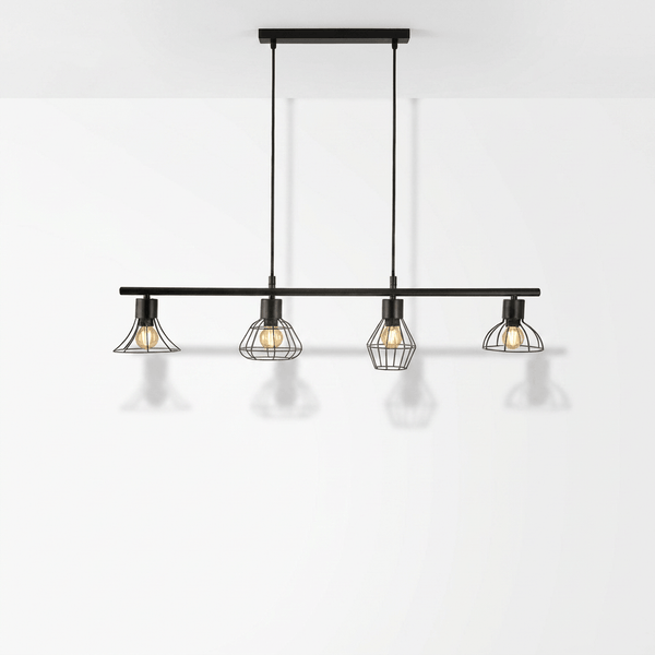 Nino Germany Industrial Pendant Light – 4-Lamp Vintage Metal Chandelier