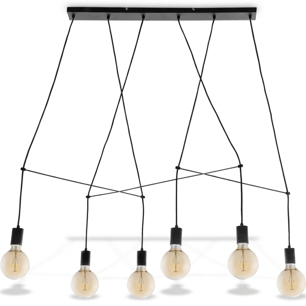 Nino Germany Lucia Black Aluminum 6-Light Industrial Pendant Lamp