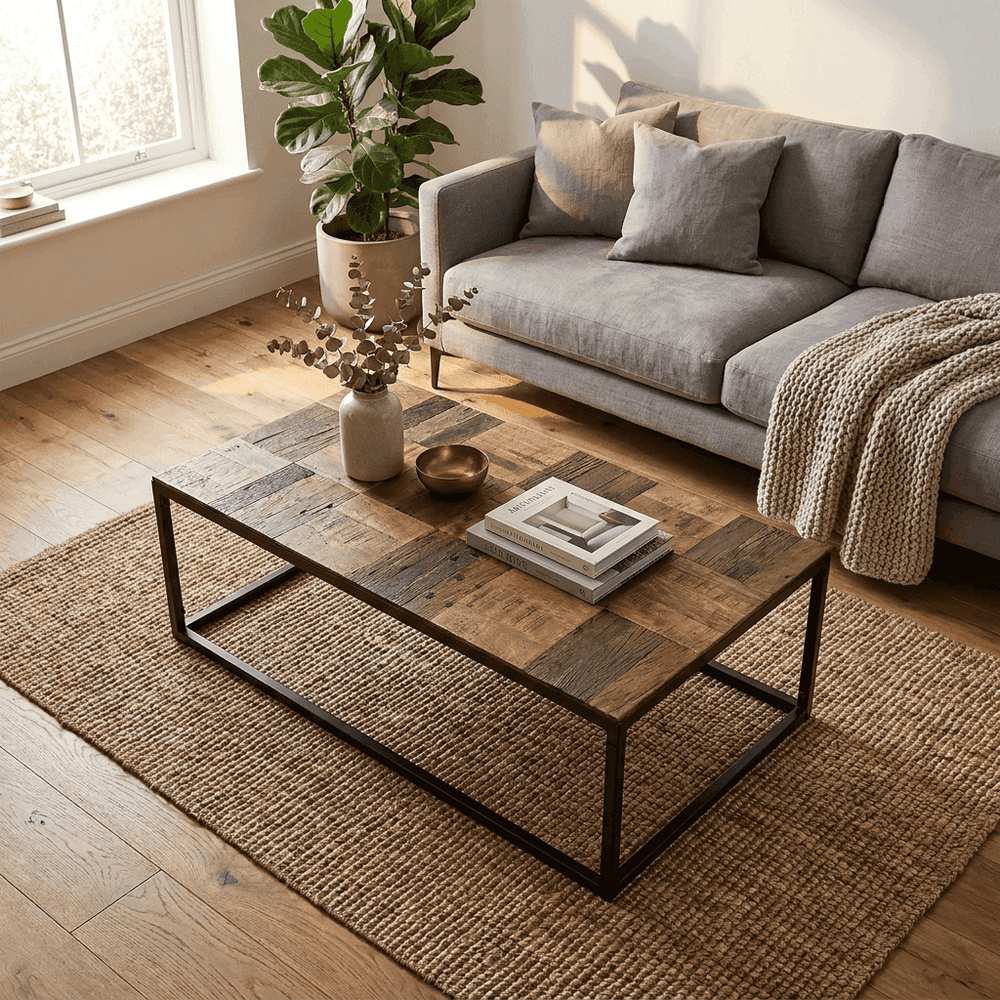 Binto Rustic Coffee Table 110 x 60 cm – Solid Mango Wood