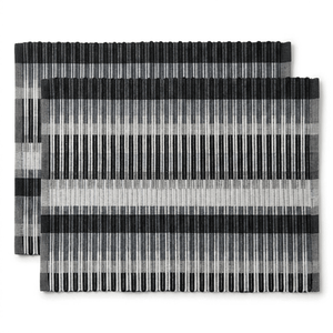 Placement Grey, White Black Striped Design Set of 2 Table