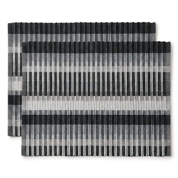 Placement Grey, White Black Striped Design Set of 2 Table