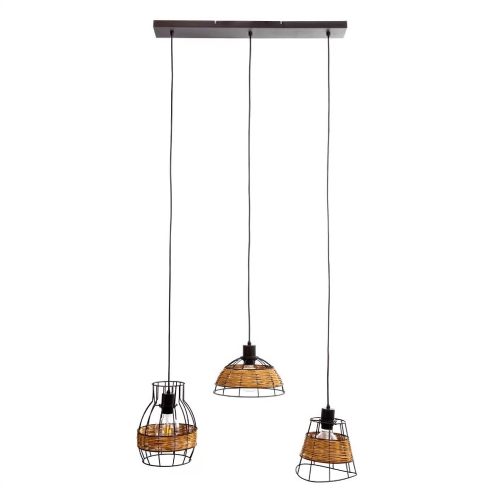 Nino Tunis 3-Light Rattan Pendant Chandelier