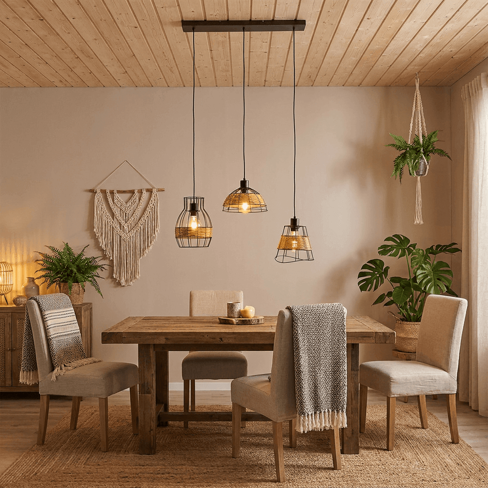 Nino Tunis 3-Light Rattan Pendant Chandelier
