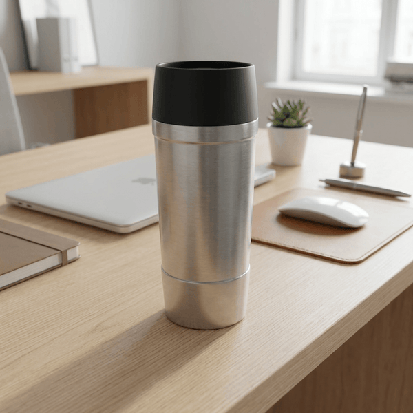 Emsa Stainless Steel Vacuum Mug  –Removable Pink Silicone